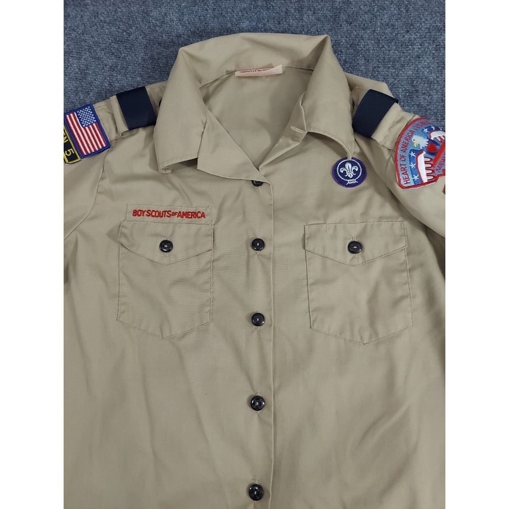 Vtg Boy Scouts Of America Shirt Boys XL 18-20 Patches KS MO Uniform 90s - Picture 3 of 11
